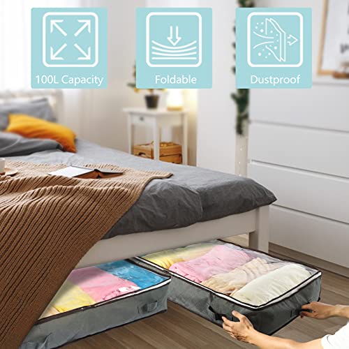 Under bed Storage Bags,100L Underbed Storage Containers with Reinforced