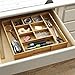 Bamboo Expandable Junk Drawer Organizer Tray with Adjustable Dividers