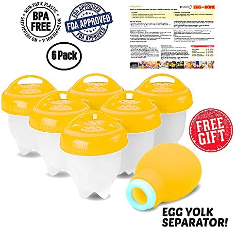Egglettes Ultimate Egg Cooker Kit: 6-Pack Silicone Egg Makers + Egg Yolk Separator | Sturdy, Nonstick, Dishwasher Safe Hardboiled / Soft-Boiled / Poached Eggs / Omelette Maker | Boiled Egg Cooker