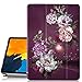 iPad Pro 11 Case, Hocase Trifold Folio Stand Smart Case w/PU Leather, Auto Sleep/Wake, Plastic Hard Back Cover for iPad A1980/A2013/A1934 [Apple Pencil Charging Supported] - Burgundy Flowers