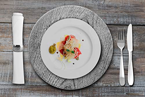 Home Collectives 13 Inch Round Elegant Serve ware Charger Plates with Matching Napkin Rings, Wedding, Dinner party, Event - Choose from our Variety of Styles and Quanties (6, Moslem Silver)