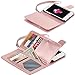 iPhone 8 Plus Case, iPhone 7 Plus Case, BENTOBEN Shiny Bling Flip Folio Card Slots Cash Holder Wrist Strap Magnetic Snap Closure Protective Wallet Phone Case for iPhone 8 Plus/7 Plus Rose Gold/Pink