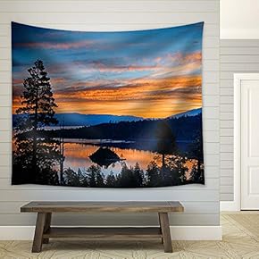 Calmness Moment on The Mountain at Sunset - Fabric Tapestry, Home Decor - 51x60 inches