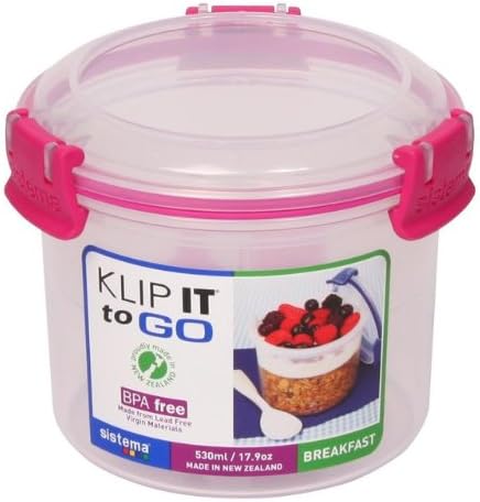 Sistema 17.9 Oz Klip It Breakfast To Go Food Storage Container