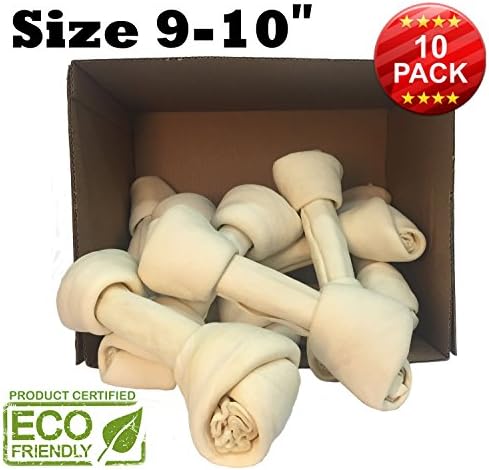 9โ-10โ Premium Knot Bones - 10 Pack โ Chewing Dog Treat Made With The Best Rawhide 100% Natural - No Additives, Chemicals or Hormones โ Natural Grass Fed livestock from South America