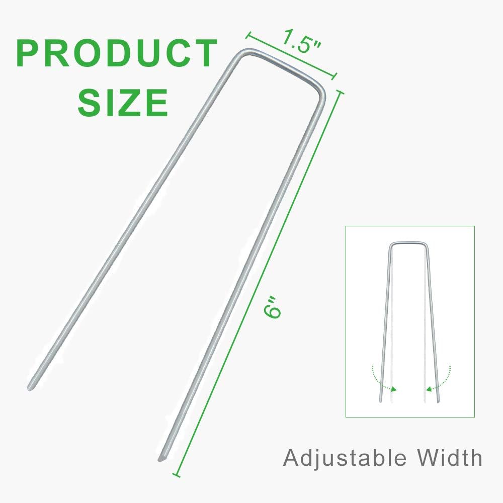 GROWNEER 100 Packs 6 Inches Heavy Duty 11 Gauge Galvanized Steel Garden Stakes Staples Securing Pegs for Securing Weed Fabric Landscape Fabric Netting Ground Sheets and Fleece : Garden & Outdoor
