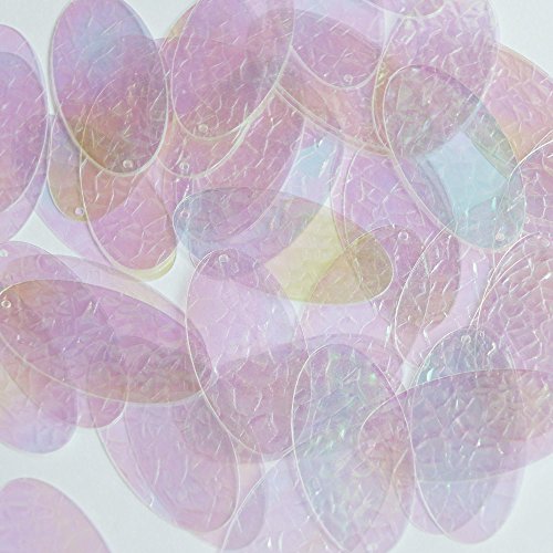 Crystal Crackle Iridescent Sequin Oval 1.5 inch Couture Paillettes. Made in USA. Embroidery, bridal, arts, crafts, embellishment.