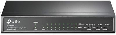 TP-Link TL-SF1009P 9-Port Unmanaged PoE+ Switch 8x100Mbps 30W/Port 250m Range