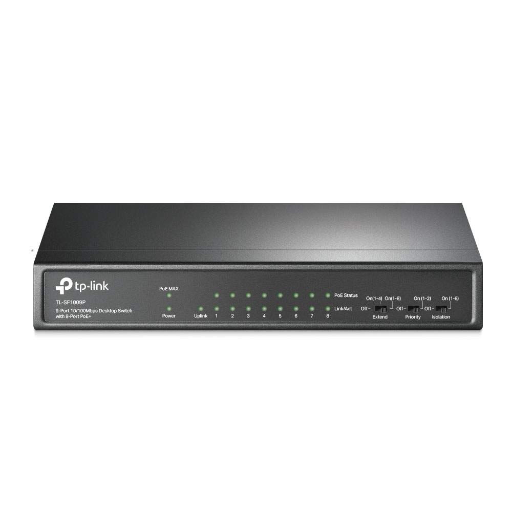 TP-Link TL-SF1009P 9-Port 10 / 100Mbps Unmanaged Desktop PoE Switch, 8 Port PoE+, Network Swithc Power up to 30 W For Each Port, Up to 250m Data And Power Transmission, Steel Case โ image 1
