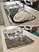 Roll Up Dish Drying Rack - Solid Steel (Unique Square Rod Design) Silicone Over The Sink Dish Drainer + BONUS Dish Scrubber - Large 20.5” x 12.75” (Mid Gray) - Also Useful as a Trivet and Cooling Rack