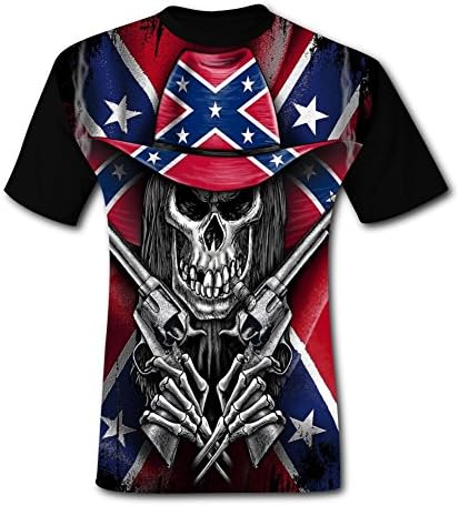 Cowboy Skull of States Flag Shirt Men's 3D VariousWith Short Sleeves XXL