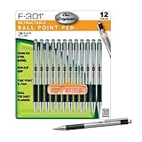 Zebra F-301 Retractable Stainless Steel, BLACK INK, Ballpoint Pen, Fine (0.7mm), Sold As A 12 Pack, Office Central