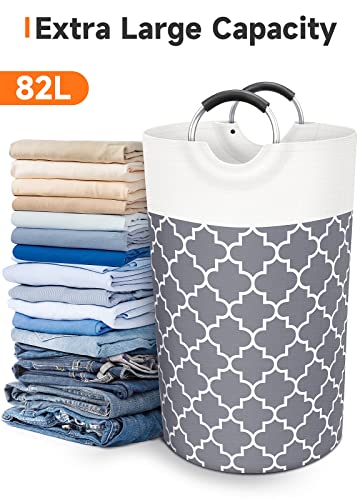 Mesh Large Laundry Basket, Collapsible Laundry Hamper, Foldable Clothes Bag Folding Washing Basket With Heavy Duty Handles