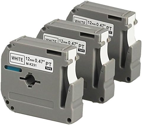 Royplus 3 Pack Compatible Brother P-touch M231 MK231 M-k231 Label Tapes 12mm(1/2-Inch ) Wide X26.2ft Length,Black on White