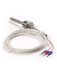 atoplee 1pc Acero Inoxidable Resistente al agua, ohmios Sonda pt100 Sensor L 50 mm PT NPT 1 2" hilo con aislamiento Alambre De Plomo