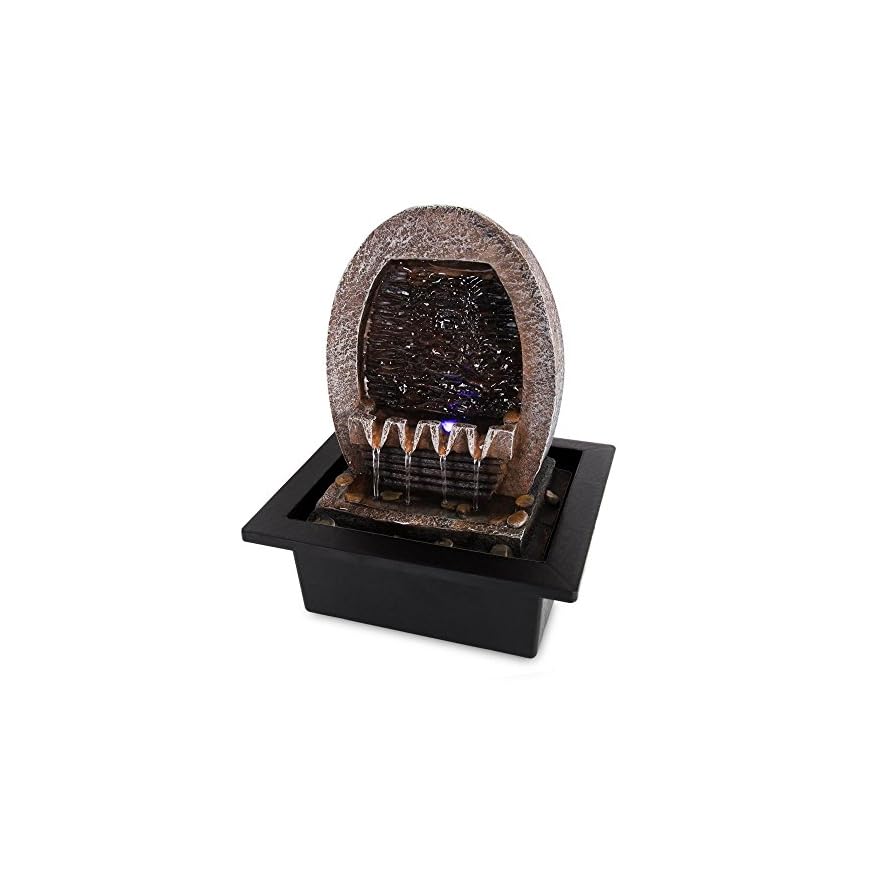 SereneLife 2Tier Desktop Electric Water Fountain Decor w/ LED Indoor Outdoor Portable