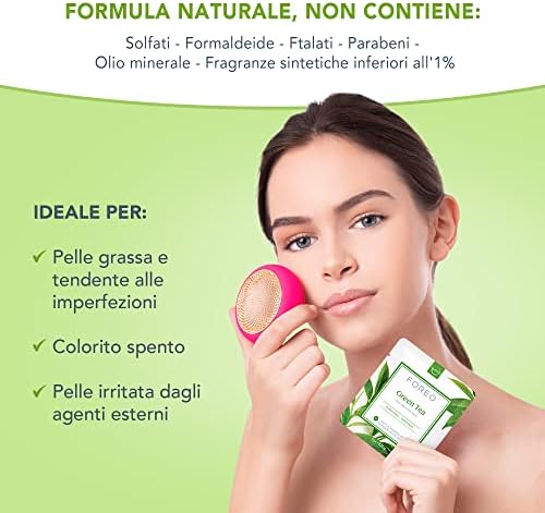 Green Tea, maschera viso UFO per pelle grassa e imperfezioni, confezione con 6 unità, antiossidante, idratante, tè verde ed estratto di Ulmus, naturale e cruelty free, compatibile con UFO/UFO 2