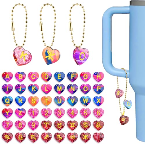 BABORUI 101Pcs Letter Charms Silicone Molds with Hole, Alphabet Number Constellation Resin Molds Silicone Compatible with Stanley Tumbler Handle, DIY Epoxy Resin Casting Mold for Stanley Accessories