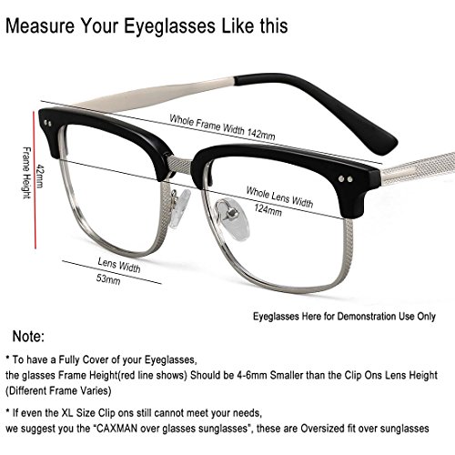 JESSIEDANTON Polarized Clip-on Flip Up Metal Clip Rimless Sunglasses, Lightweight, S Size, Black Lens