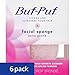 Buf-Puf Gentle Facial Sponge, Dermatologist Developed, Removes Deep Down Dirt & Makeup That Causes Breakouts and Blackheads, Reusable, Exfoliating, 6 Count