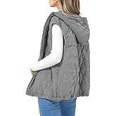 Halemet Womens Oversized Puffer Vest Casual Sleeveless Vests for Women Hooded Zip Up Fall Winter Coat Outerwear Vest Padded Jacket