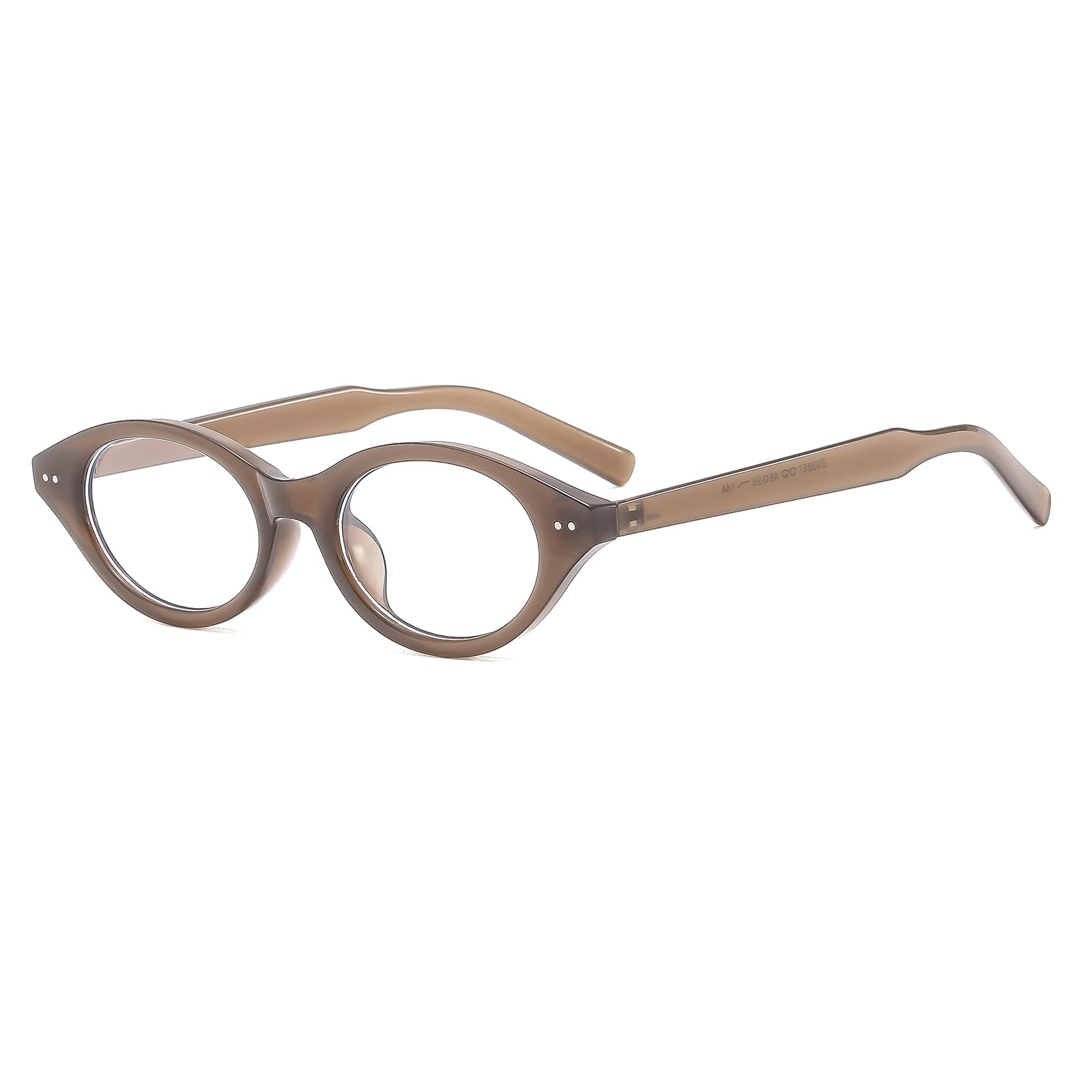 LJCZKA Retro Cat Eye Glasses Women Blue Light Blocking Glasses Small Oval Cateye Frame Eyewear Anti Fatigue Eyeglasses for Computer Gaming Reading (Coffee Clear)