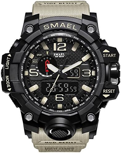 SMAEL Men's Sports Analog Quartz Watch Dual Display Waterproof Digital Watches with LED Backlight Relogio Masculino