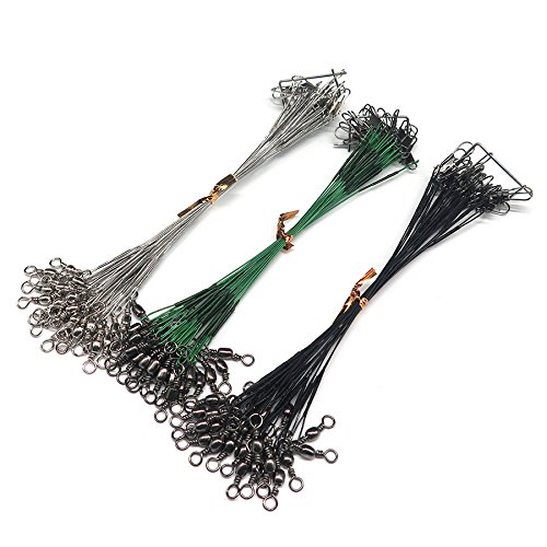 Jammas 24PCS/lot Fishing Lure Trace Wire Leader line Swivel Tackle Spinner Shark Spinning with 15CM, 23CM, 30CM - (Color: 15cm Silver) - Thumbnail 2