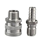 Stainless Steel Quick Disconnect Set 1/2'' MPT Female 1/2'' Male Barb (1/2'' MPT Female,1/2'' Male Barb)