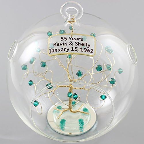55th Anniversary Ornament Gold Emerald Swarovski Crystal Elements Personalized Glass Ornament Emerald Anniversary Gift