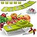 Mandoline Slicer, Coolcha Vegetable Grater & Julienne Slicer Cutter for Cucumber, Onion, Cheese With 7 Thickness Settings Interchangeable Stainless Steel Blades +Food Container - Mandolin