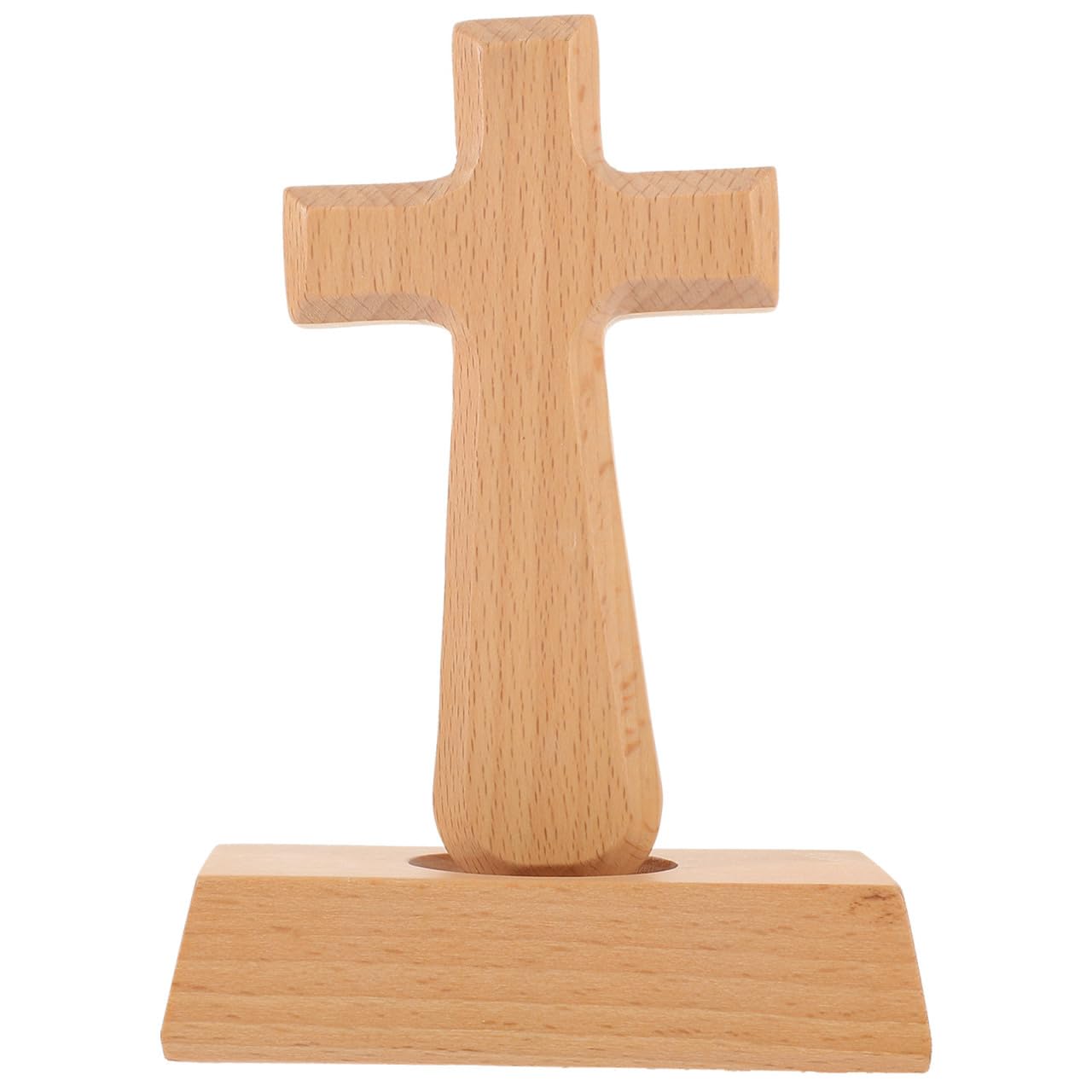 TOPPERFUN Beech Holy Cross Ornament 5.71In Wooden Cross Decor for Home Bedroom Desktop and Wall Hanging Decoration Religious Craft