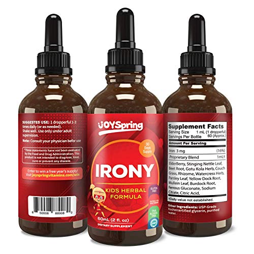 Liquid Iron Supplement for Kids Natural Kids Iron Supplement Elderberry Flavor Iron for Kids