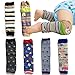 Elesa Miracle 6-pack Baby & Toddler Cozy Soft Leg Warmers, Kneepads, Gift Set for Boys & Girls, Navy, Stripes, Heart-shaped Dots (Boy Set)