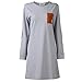 Cylyfmia Women's O Neck Long Sleeve Elbow Patch T-Shirt Dress