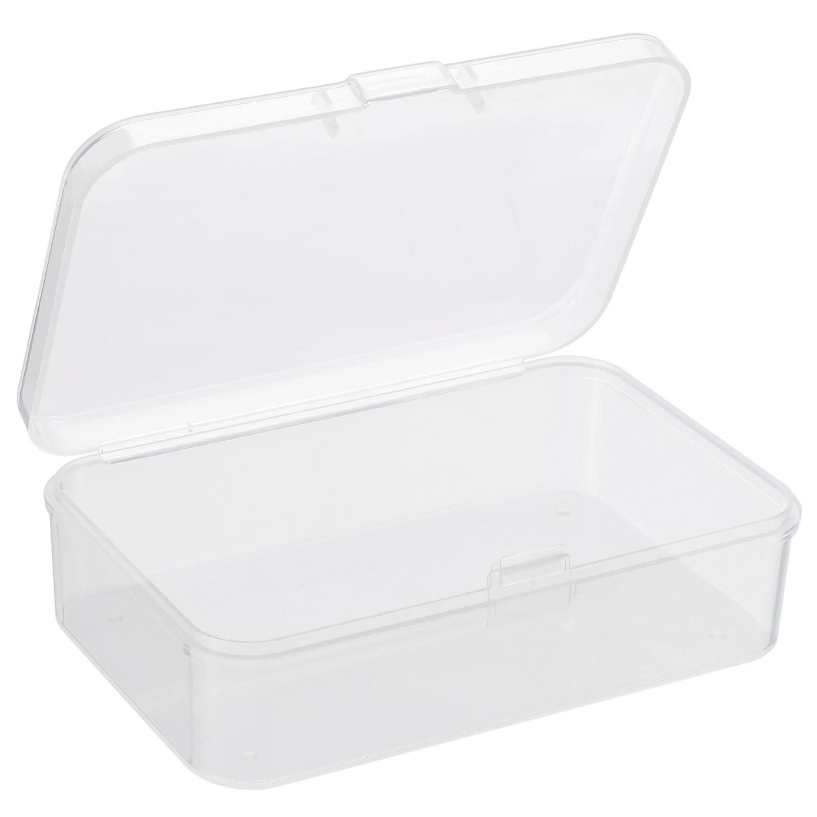 PATIKIL Clear Storage Container with Hinged Lid 85x55x25mm, 10 Pack Plastic Rectangular Box for Beads Art Craft