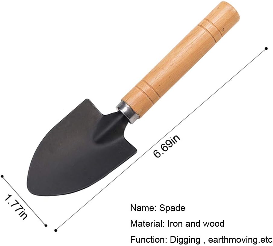 Huture Mini 3pcs Durable Spade Shovel Rake for Plant Potted Flowers Seedlings Loose Soil Erramientas Bonsai Wooden Handle Perfect Size for Little Hands Light Use Indoor Outdoor Gardening Care Gifts : Garden & Outdoor