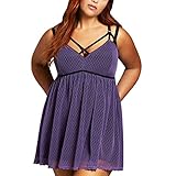 FeelinGirl Women Lingerie V-Neck Plus Size Babydoll Purple 3XL