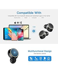 Auriculares True Wireless 30H Playtime, TWS Deep Bass estéreo Bluetooth auriculares con micrófono, IPX5 a prueba de sudor, en auriculares con funda de carga portátil Negro