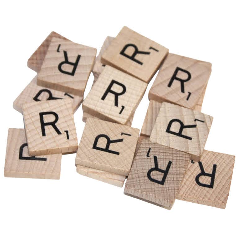 WOA Words of art Wooden Scrabble Tiles Arts Craft Create Personalised Gifts (Letter R, 50 Pack)