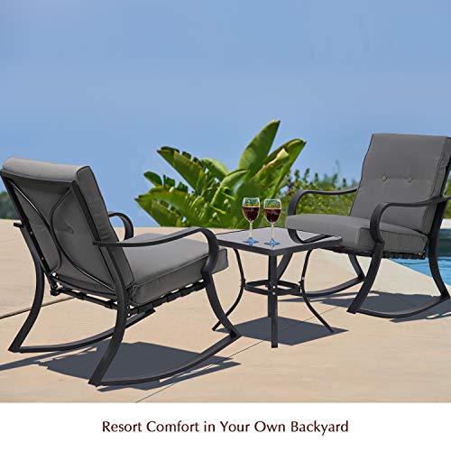 Oakmont Outdoor Furniture 3 Piece Conversation Bistro Set Rocking