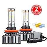 Ultra Bright LED Headlight Bulbs CSP Chips 100W 12000LM Headlight Conversion Kit- 6000K Cool White H11 Fog Lights Bulb- 4 Side H8 H9 LED High Low Dual Beam Light for Car Driving Lamps Replacement