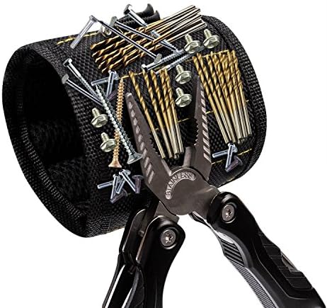 Lopunny Magnetic Wristband with 5 Super Powerful Magnet For Holding Tools Screws, Nails, Drill Bits, Scissors Black