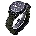 Men Women Emergency Survival Watch with Paracord,Compass,Whistle,Fire Starter, Analog Watches, Survival Gear,Water Resistant,Adjustable (Army)