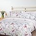 Bedsure Printed Floral Duvet Cover Set Twin Size White Soft Duvet Cover Zip Bedding Sets Collection