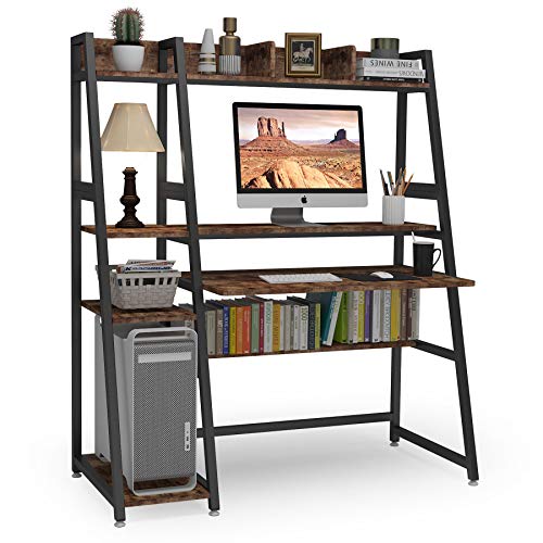 Tribesigns Computer Desk with 4Tier Storage Shelves, 52 inches Rustic