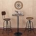 Bistro Pub Table Round Bar Height Cocktail Metal Base MDF Top Obsidian Table with Black Faux Marble Leg 23.8-Inch Top 39.5-Inch Height