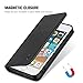 SHIELDON Leather Case for iPhone 5S / iPhone 5, 100% Genuine Natural Leather Wallet Case, Flip Book Style Protective Cover, with Stand Function, Cards Slots, Magnetic Closure (Solid Black)