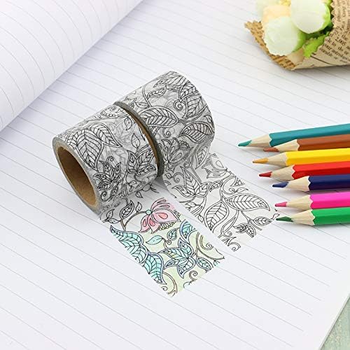 CHZDSB Washi Tape Wide Diy Coloring Doodle Washi Tape Paper Tree Leaf Scrapbooking Tools Masking Tape Decorative Stationery Tape 30Mm*5M