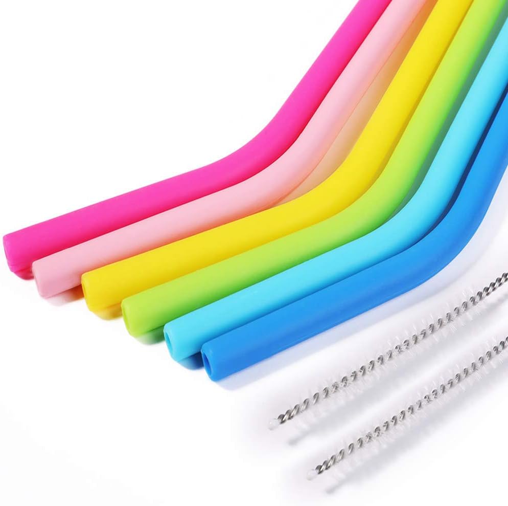 Big Silicone Straws, Opret 6 pcs Wide Reusable Straws Set with Portable Case for 20oz/30oz Yeti/RTIC/Tumblers for Smoothies, BPA Free, Safe for Adults and Kids